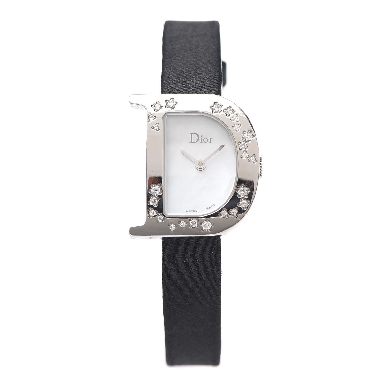 Christian Dior Stainless Steel Satin Diamond Mother of Pearl 22mm Lady D Quartz Watch 1 of 5