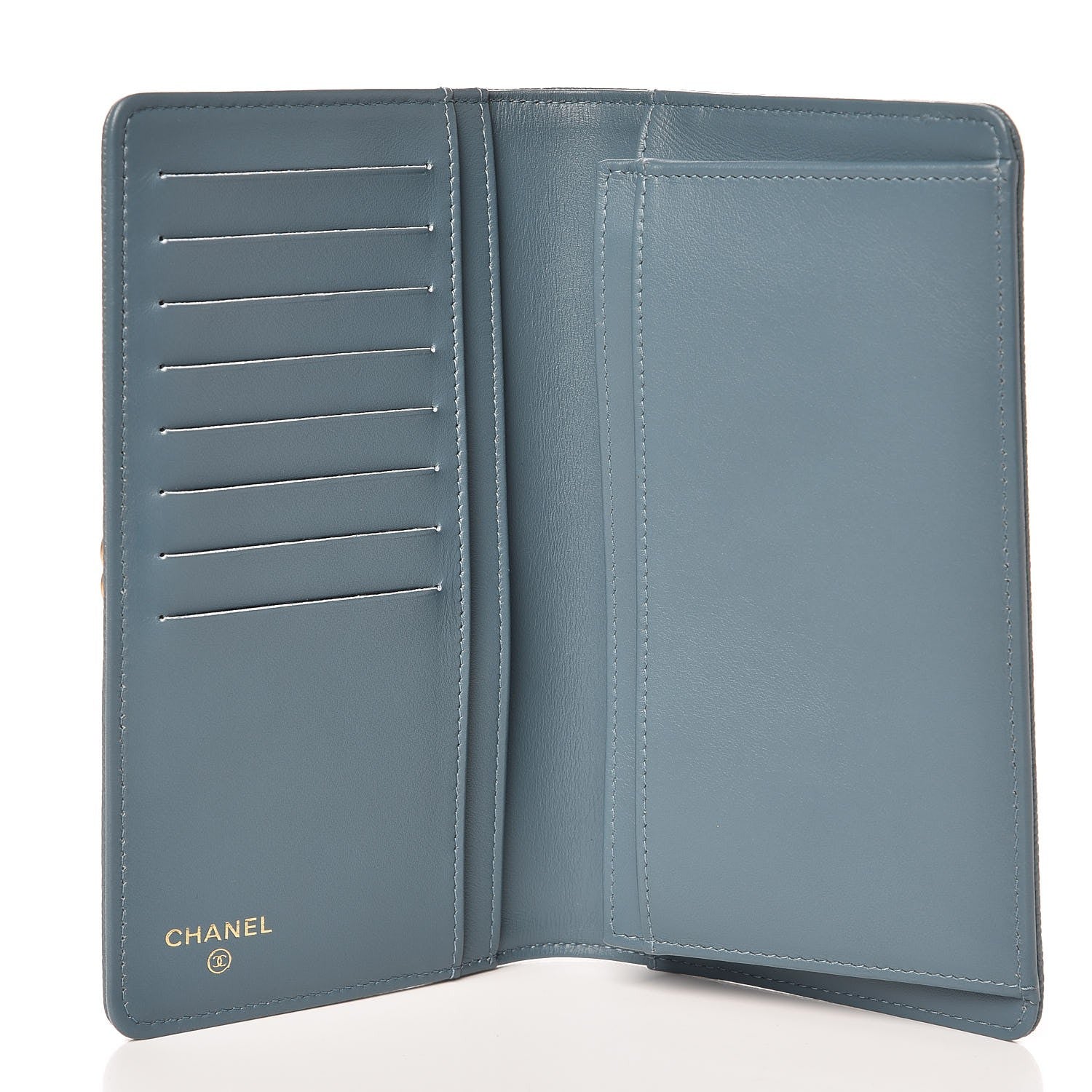 Chanel Caviar Quilted Boy Yen Wallet Blue 6 of 18