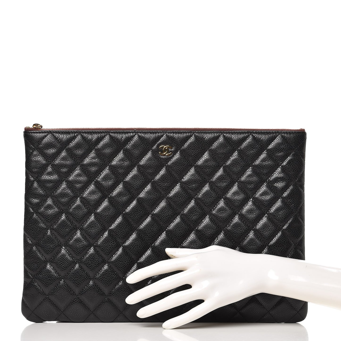 Caviar Quilted Large Cosmetic Case Black