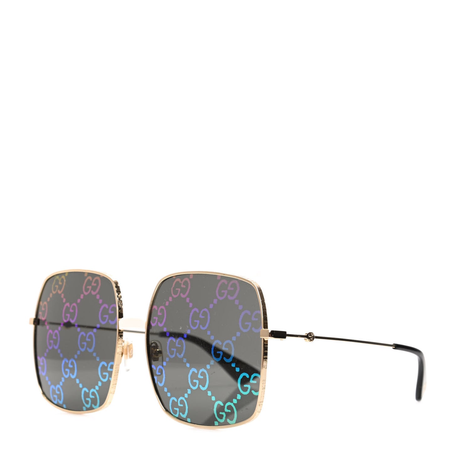 Metal Rectangular Frame Sunglasses GG0414S Gold Multicolor