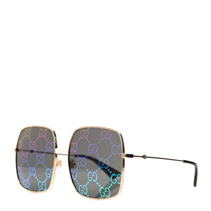 Gucci Metal Rectangular Frame Sunglasses GG0414S Gold Multicolor 1 of 8
