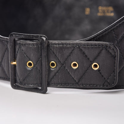 Chanel Lambskin Quilted Wide Belt 70 28 Black 5 of 5