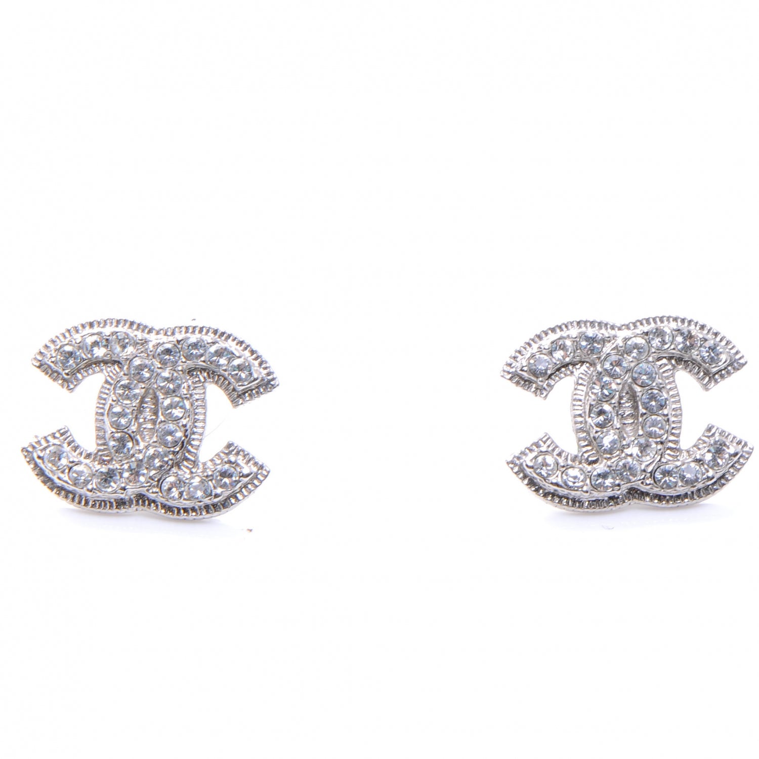 Chanel Crystal CC Earrings Silver 1 of 5