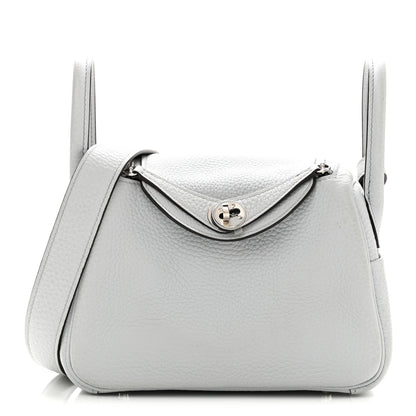 Hermes Taurillon Clemence Mini Lindy 20 Bleu Pale 1 of 11