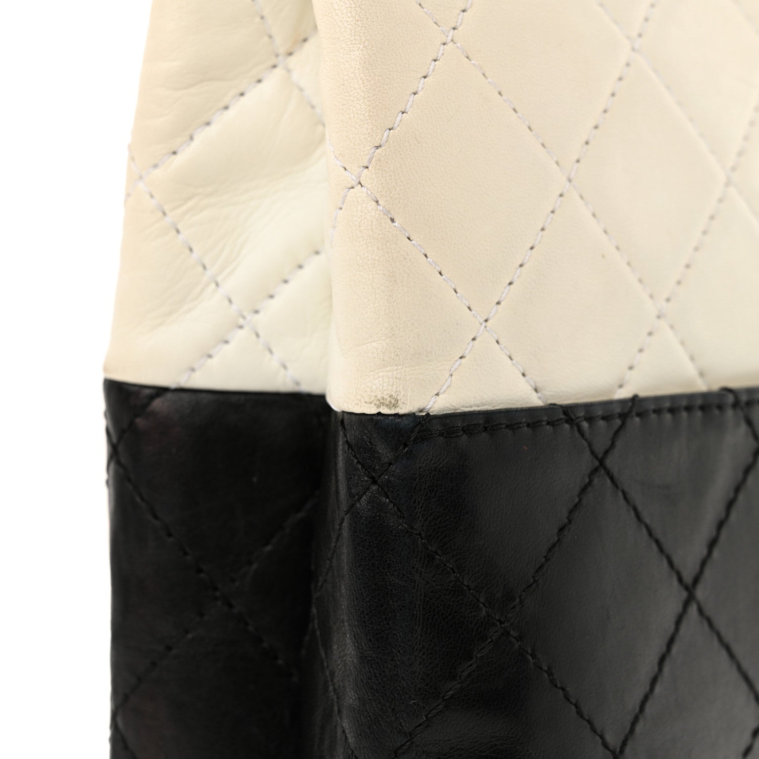 Chanel Lambskin Quilted Bi-Color Drawstring Shoulder Bag Black White 17 of 19