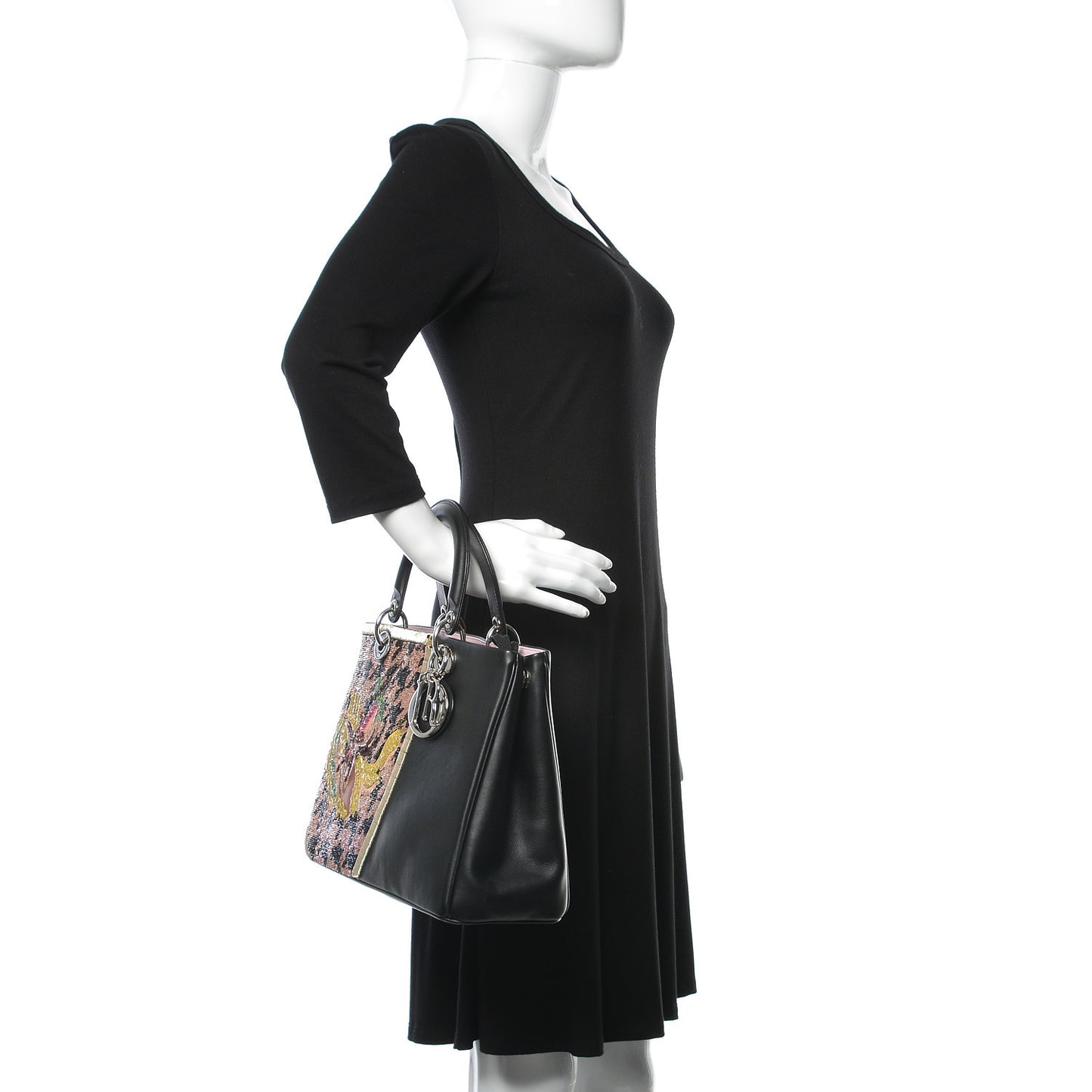 Sequin Embroidered Smooth Calfskin Medium Diorissimo Black