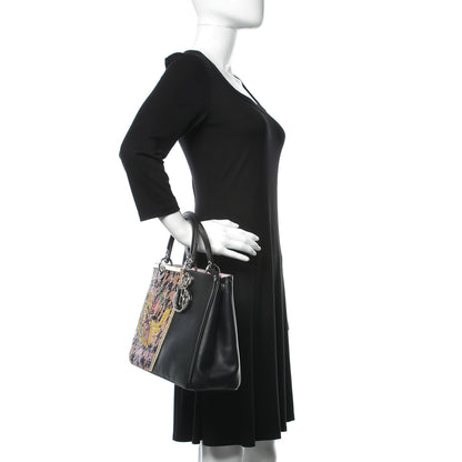 Christian Dior Sequin Embroidered Smooth Calfskin Medium Diorissimo Black 3 of 14