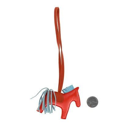 Hermes Milo Lambskin Grigri Rodeo Horse Bag Charm PM Capucine Celeste Cornaline 2 of 4