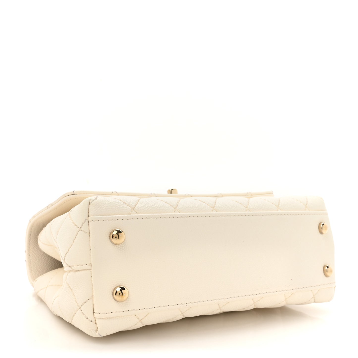 Caviar Quilted Mini Coco Handle Flap White