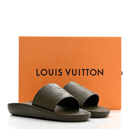 Louis Vuitton Matte Rubber Monogram Embossed Sunbath Slide Sandals 39 Khaki 13 of 13