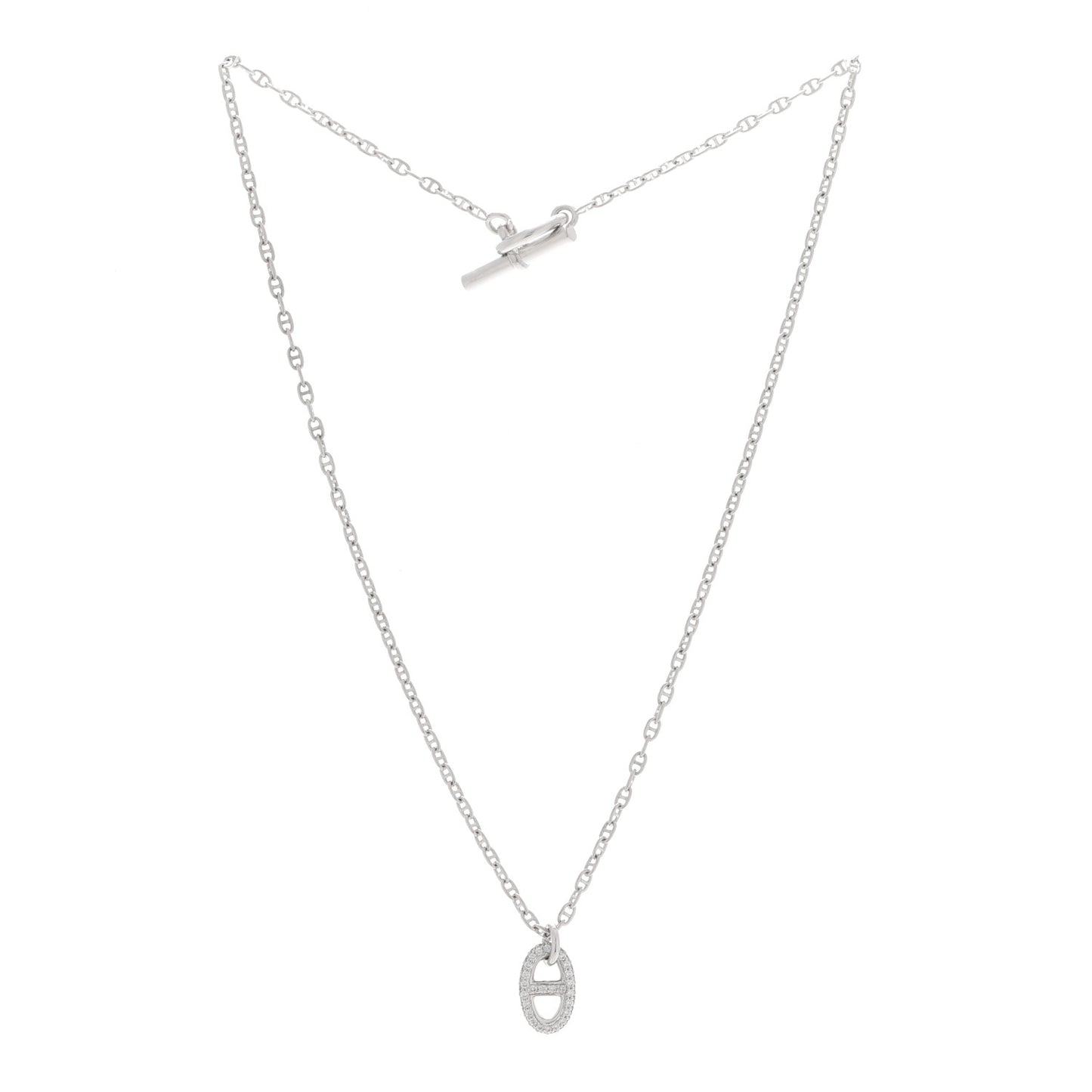 18K White Gold Diamond New Farandole Pendant Necklace