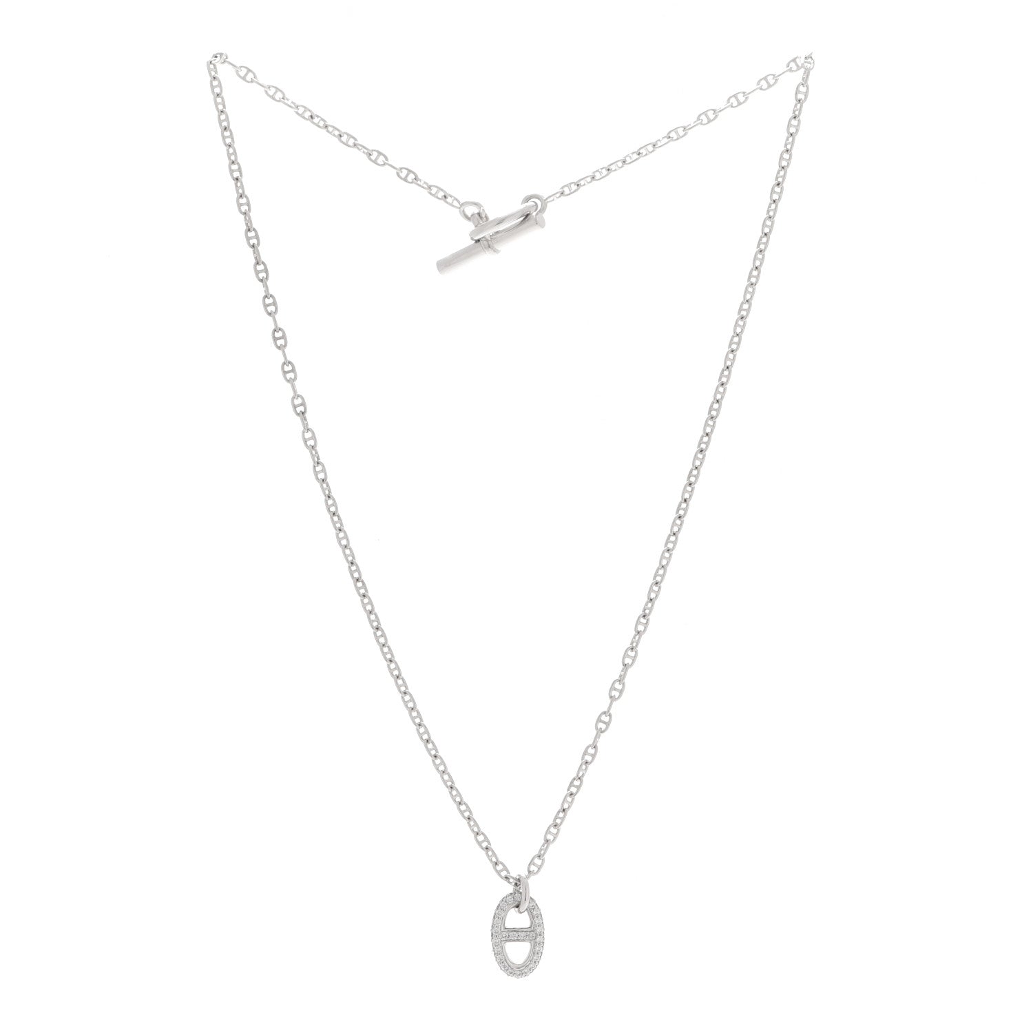 Hermes 18K White Gold Diamond New Farandole Pendant Necklace 3 of 7