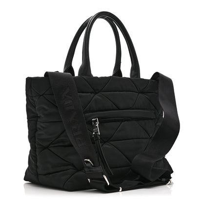 Prada Re-Nylon Nappa Triangle Quilted Padded Small Double Handled Zip Tote Black 3 of 10