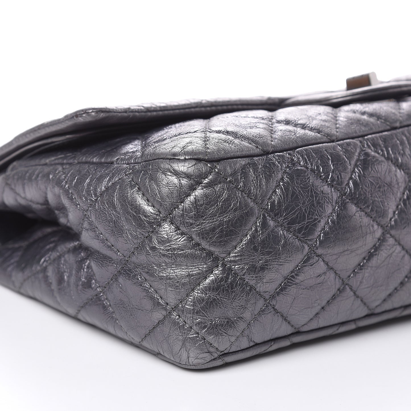 Metallic Aged Calfskin Quilted 2.55 Reissue 227 Flap Dark Silver