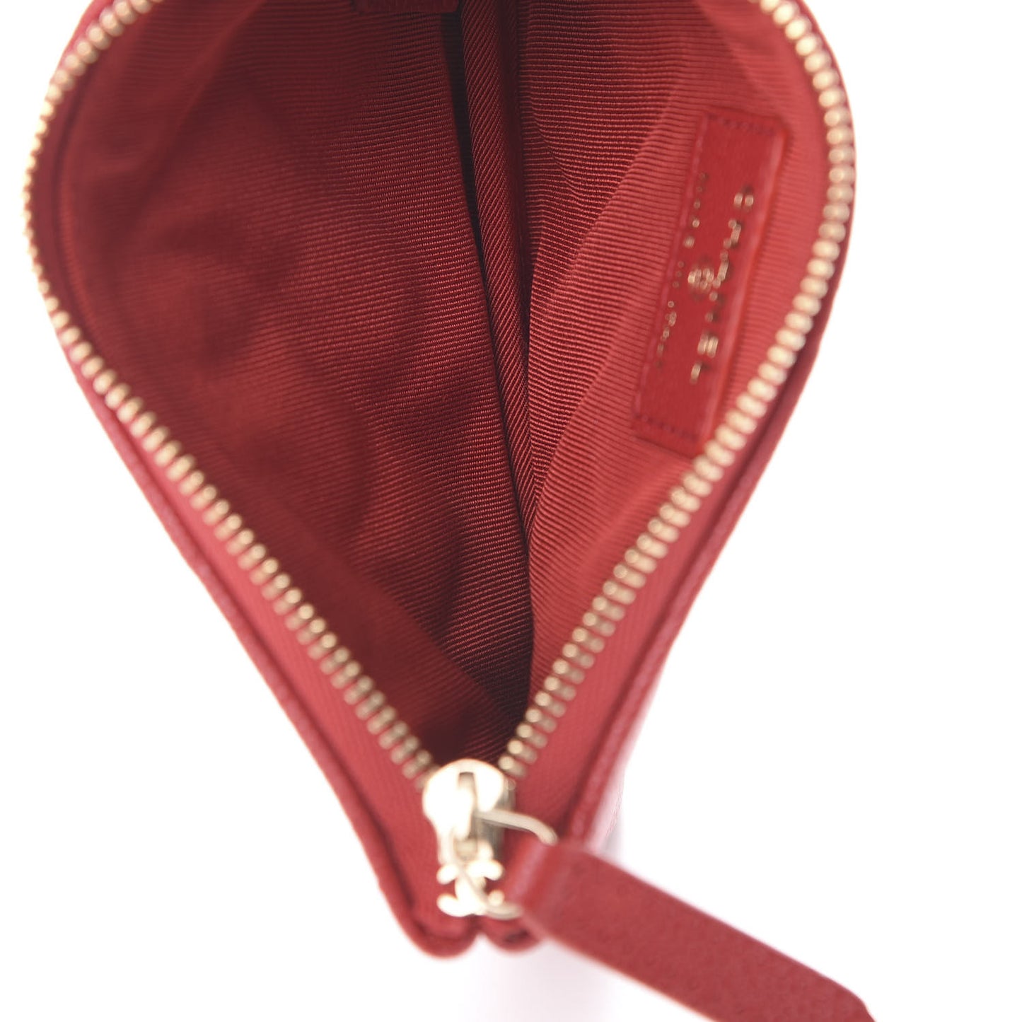 Shiny Caviar Quilted Small Cosmetic Case Red