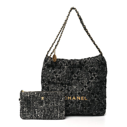 Chanel Tweed Quilted Chanel 22 Black Ecru 3 of 10