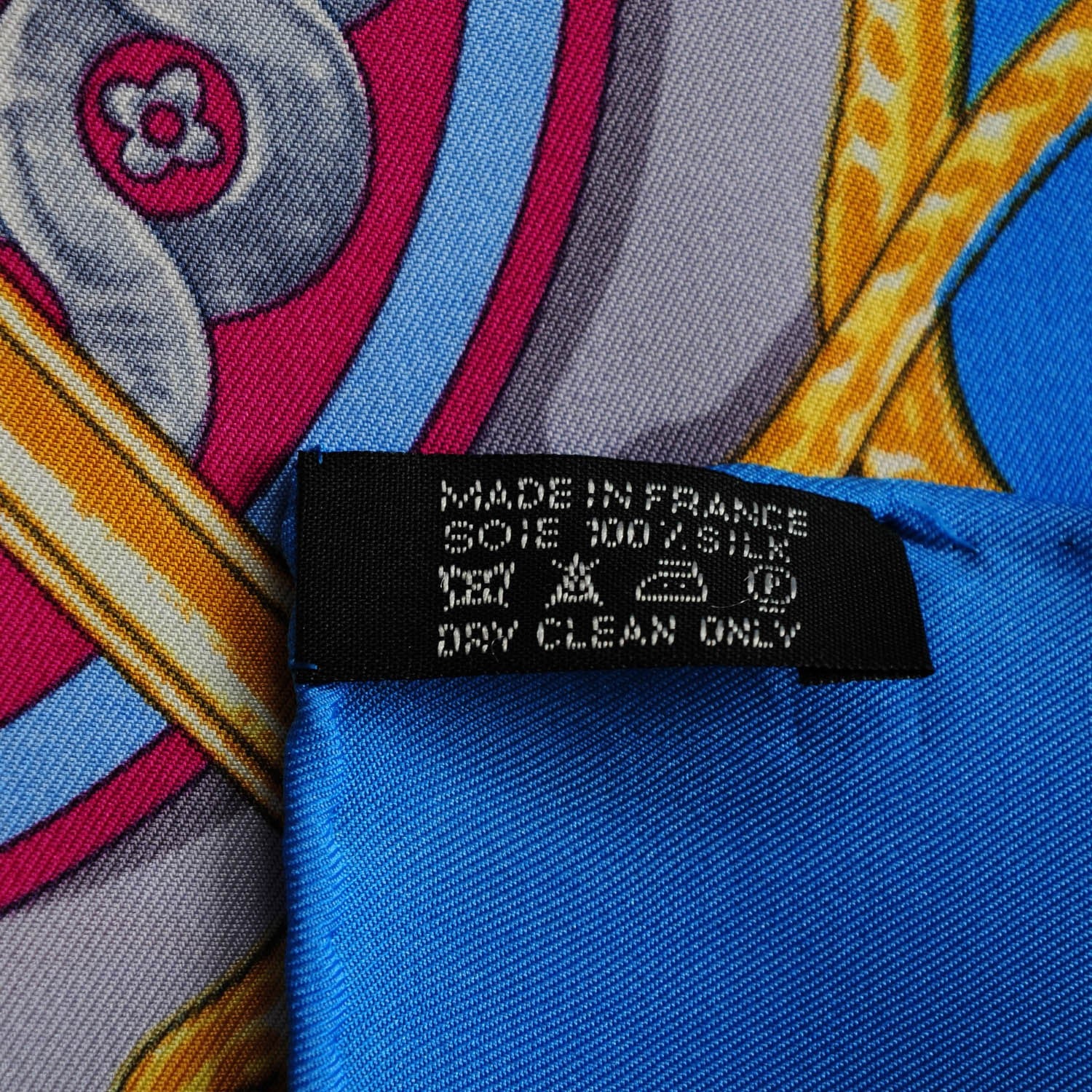 Hermes Silk Bride De Cour Scarf 90 Cobalt Gris Or 5 of 6