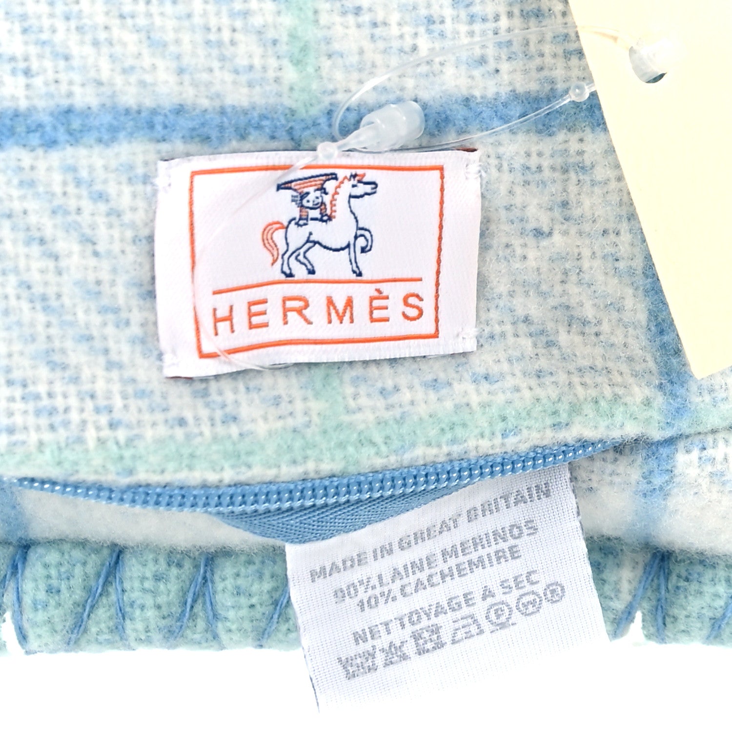 Hermes Wool Cashmere Avalon Cabriole Pillow Vert Aqua 3 of 3