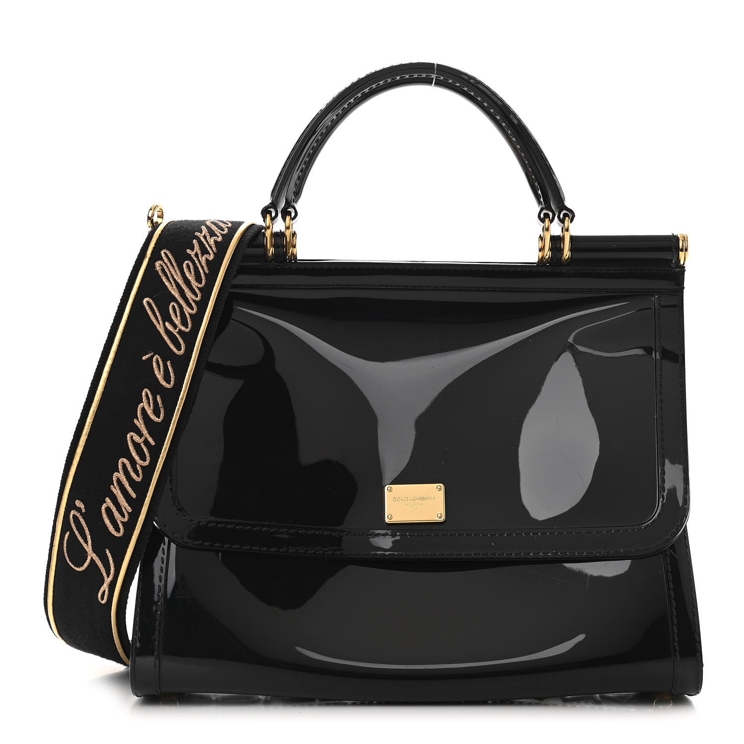 Dolce & Gabbana Rubber Miss Sicily L'Amore Satchel Black 1 of 8