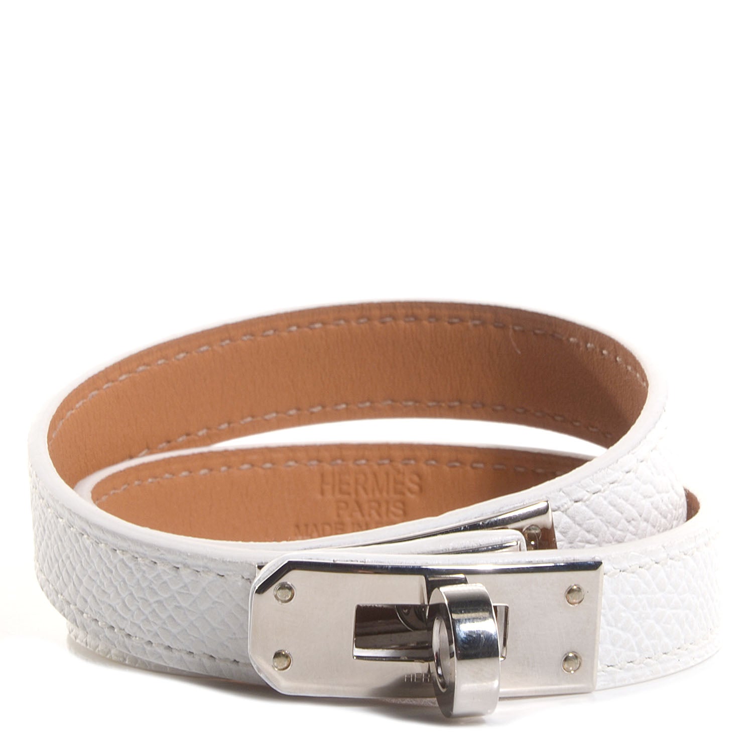Hermes Epsom Kelly Double Tour Bracelet Medium White 1 of 8