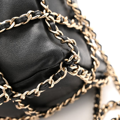 Chanel Lambskin Bucket Chain Drawstring Bag Black 11 of 13