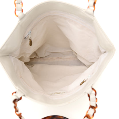 Chanel Lambskin Bekko Chain CC Shopping Tote White 5 of 17