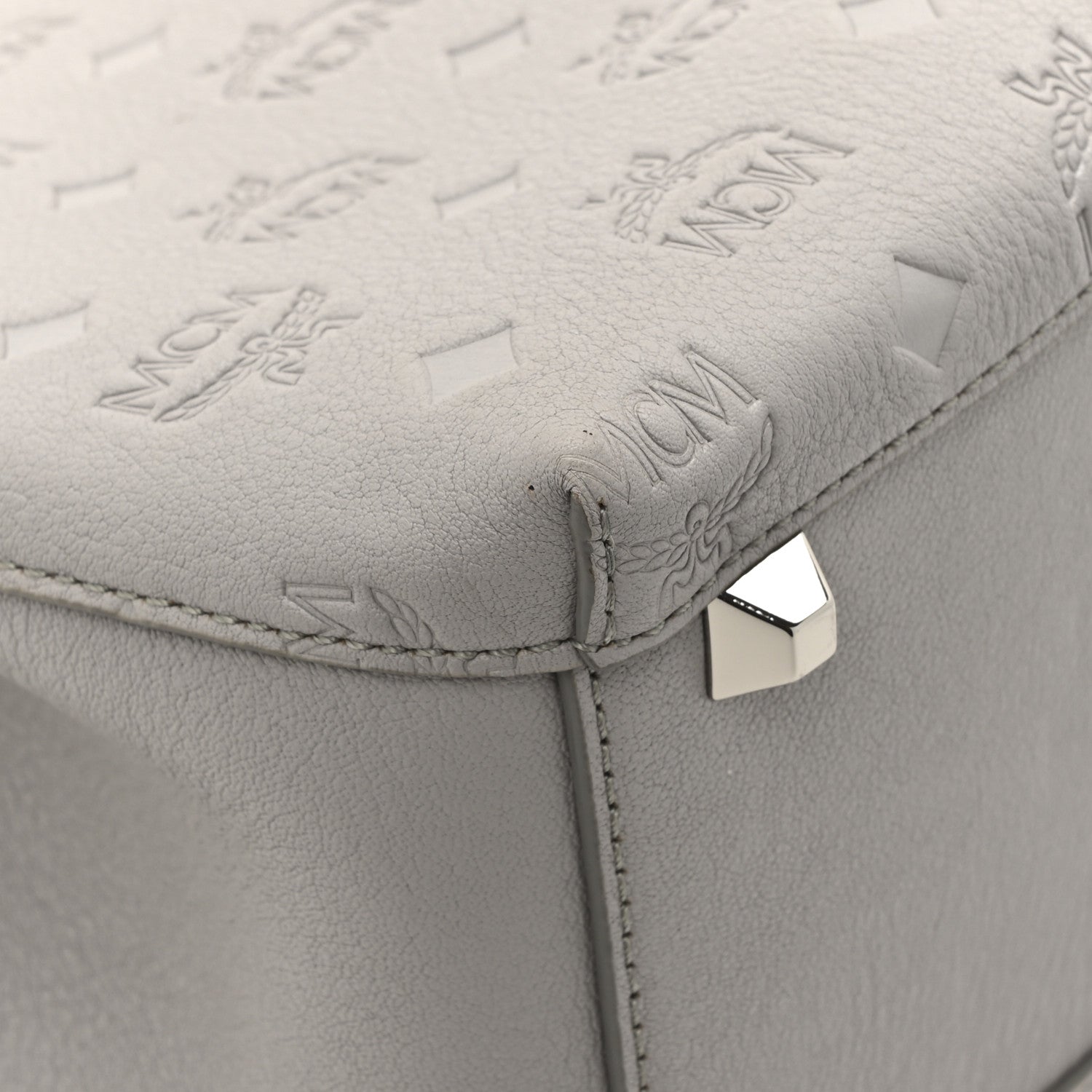 MCM Calfskin Ottomar Monogram Sarah Convertible Hobo Dove 10 of 10
