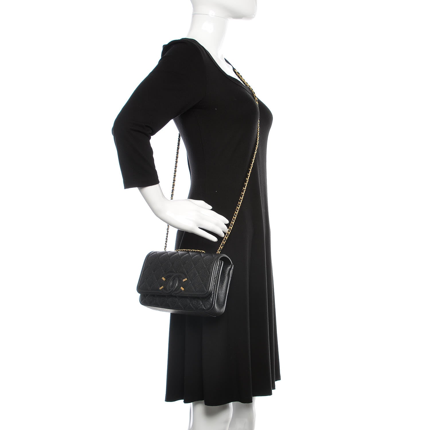 Chanel Caviar Quilted Small CC Filigree Flap Black 2 of 10