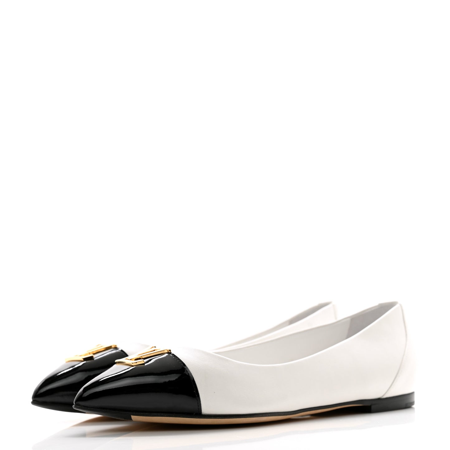 Lambskin Capucines Flat Ballerinas 36.5 White Black