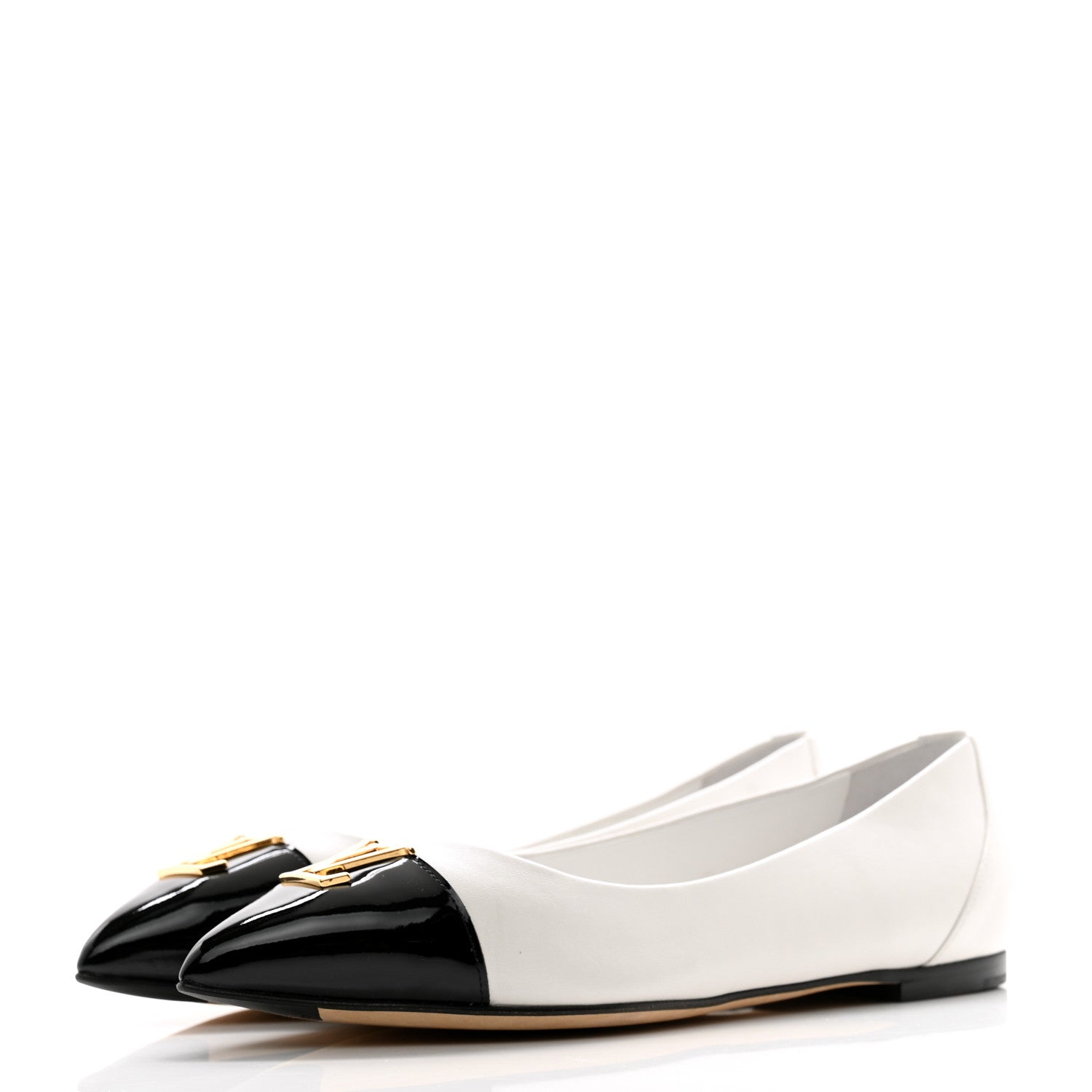 Louis Vuitton Lambskin Capucines Flat Ballerinas 36.5 White Black 3 of 9