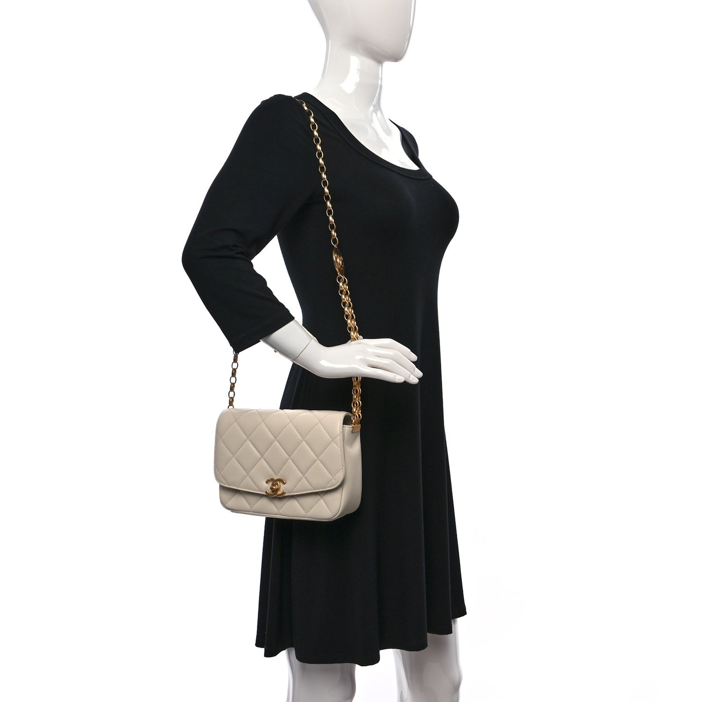 Lambskin Quilted CC Coin Flap Bag White