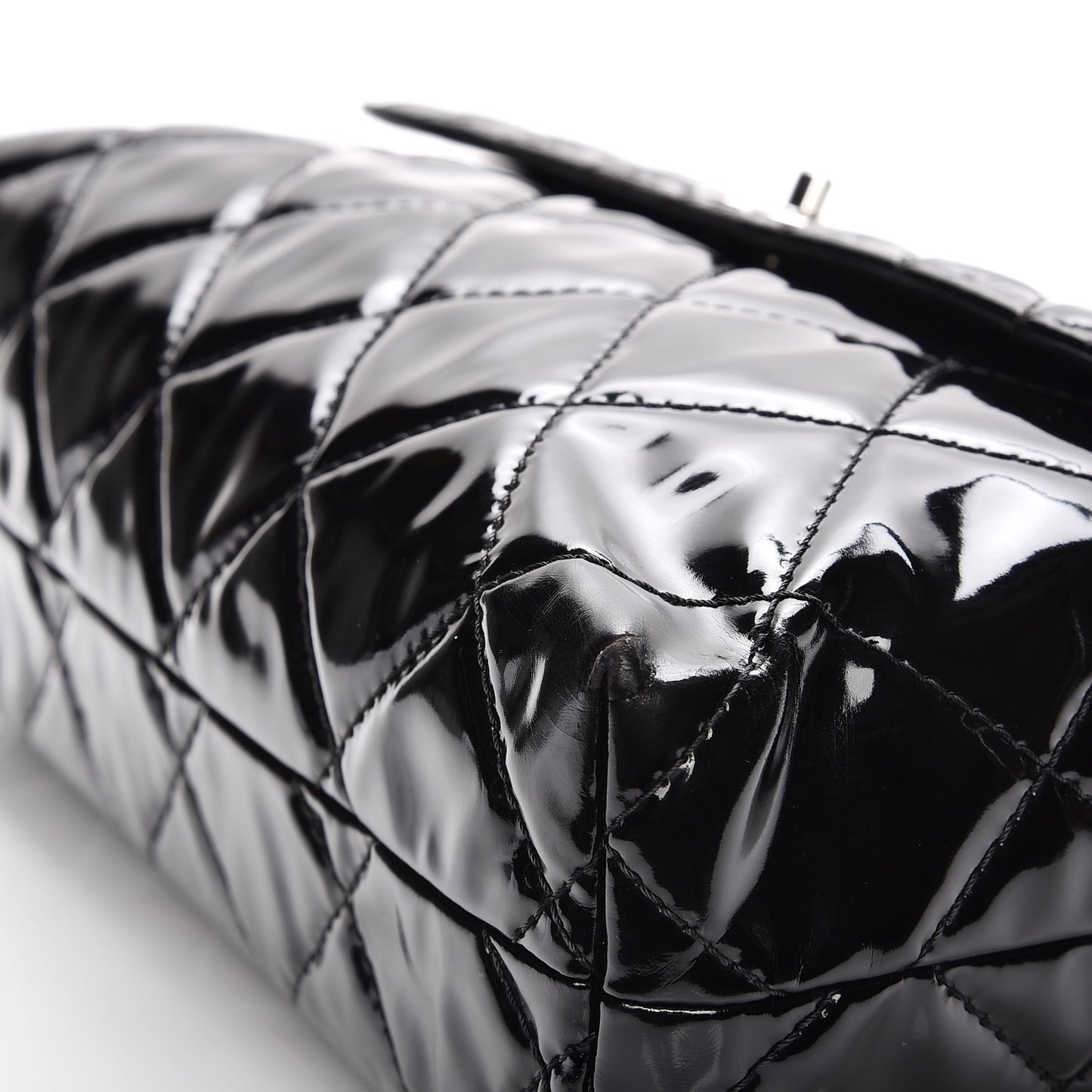 Vinyl Quilted In the Business Flap Bag Black