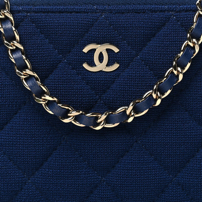 Chanel Jersey Quilted Small Clutch With Chain Navy 9 of 12
