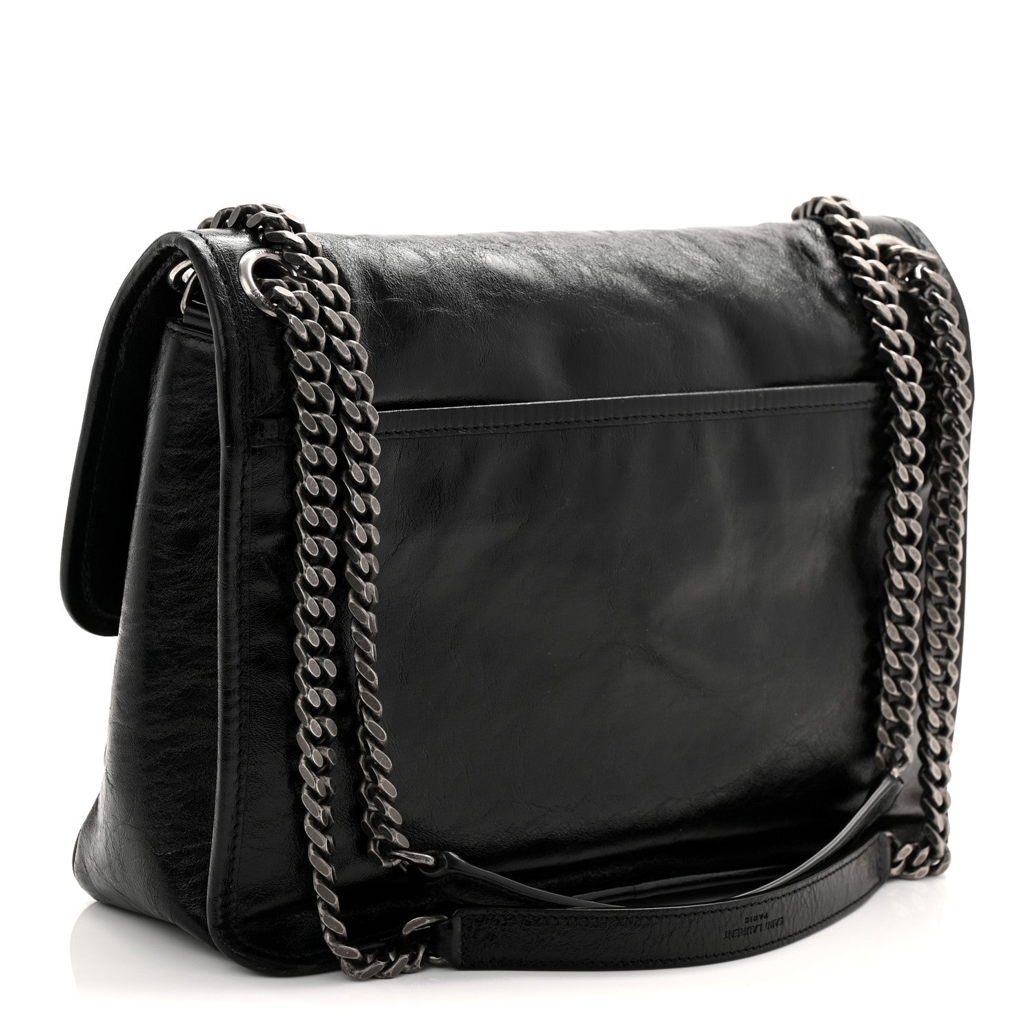 Saint Laurent Crinkled Calfskin Monogram Medium Niki Chain Satchel Black 3 of 10