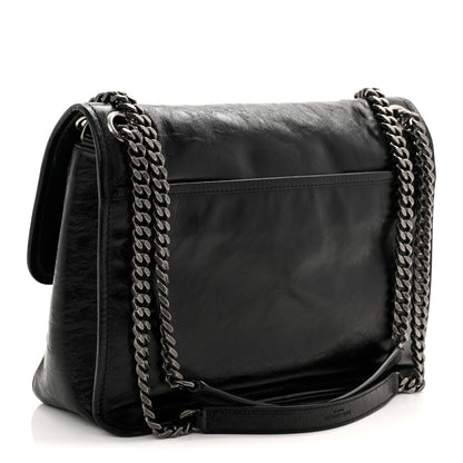 Saint Laurent Crinkled Calfskin Monogram Medium Niki Chain Satchel Black 3 of 10