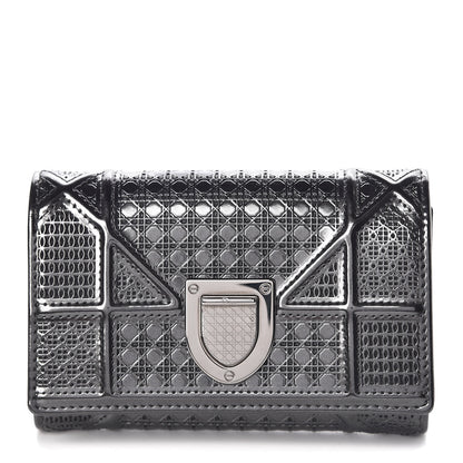 Christian Dior Metallic Patent Micro-Cannage Diorama Elancee Wallet Onyx Black 1 of 9