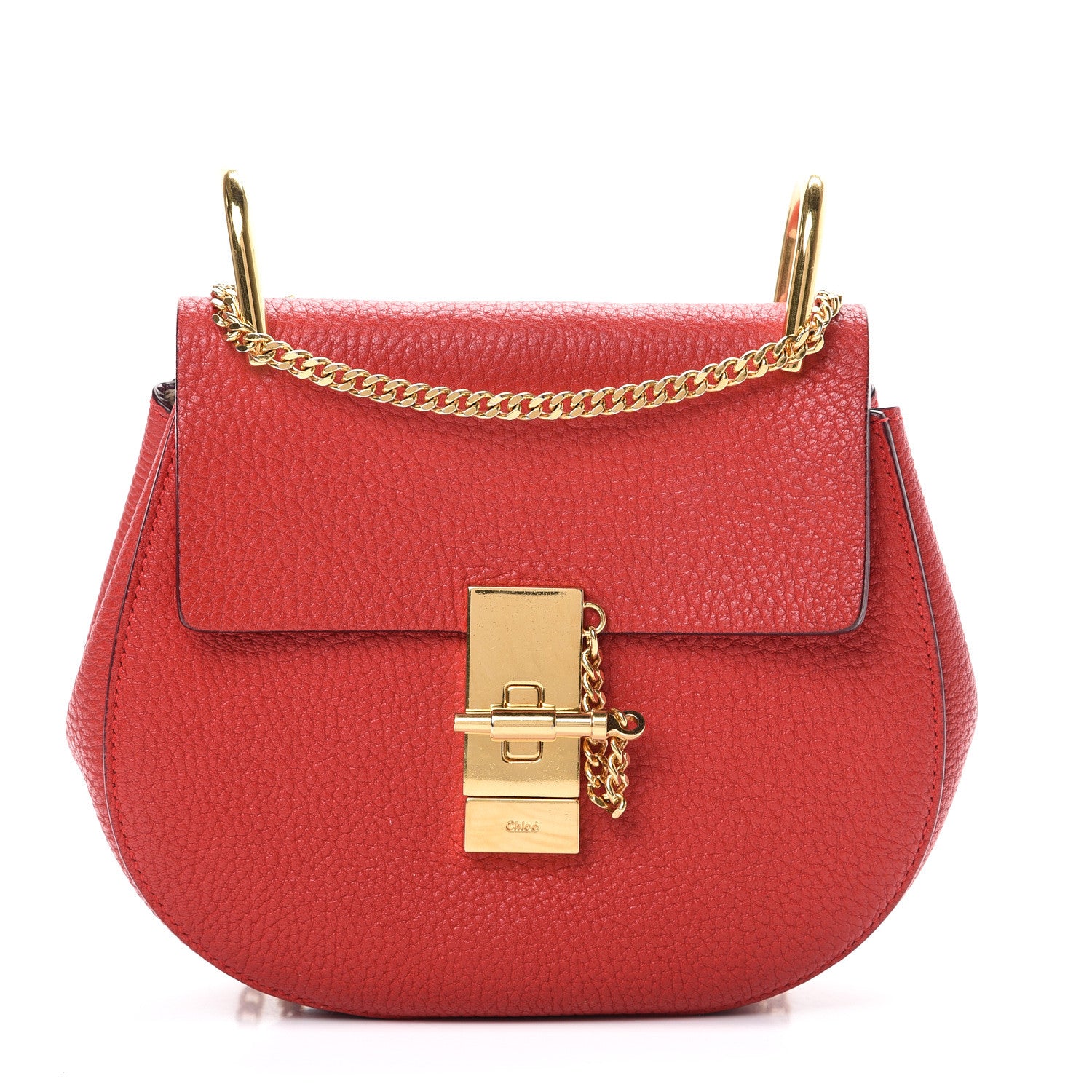Chloe Grained Lambskin Mini Drew Shoulder Bag Plaid Red 1 of 12
