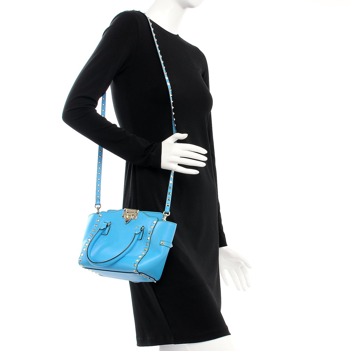 Vitello Mini Rockstud Double Handle Tote Parrot