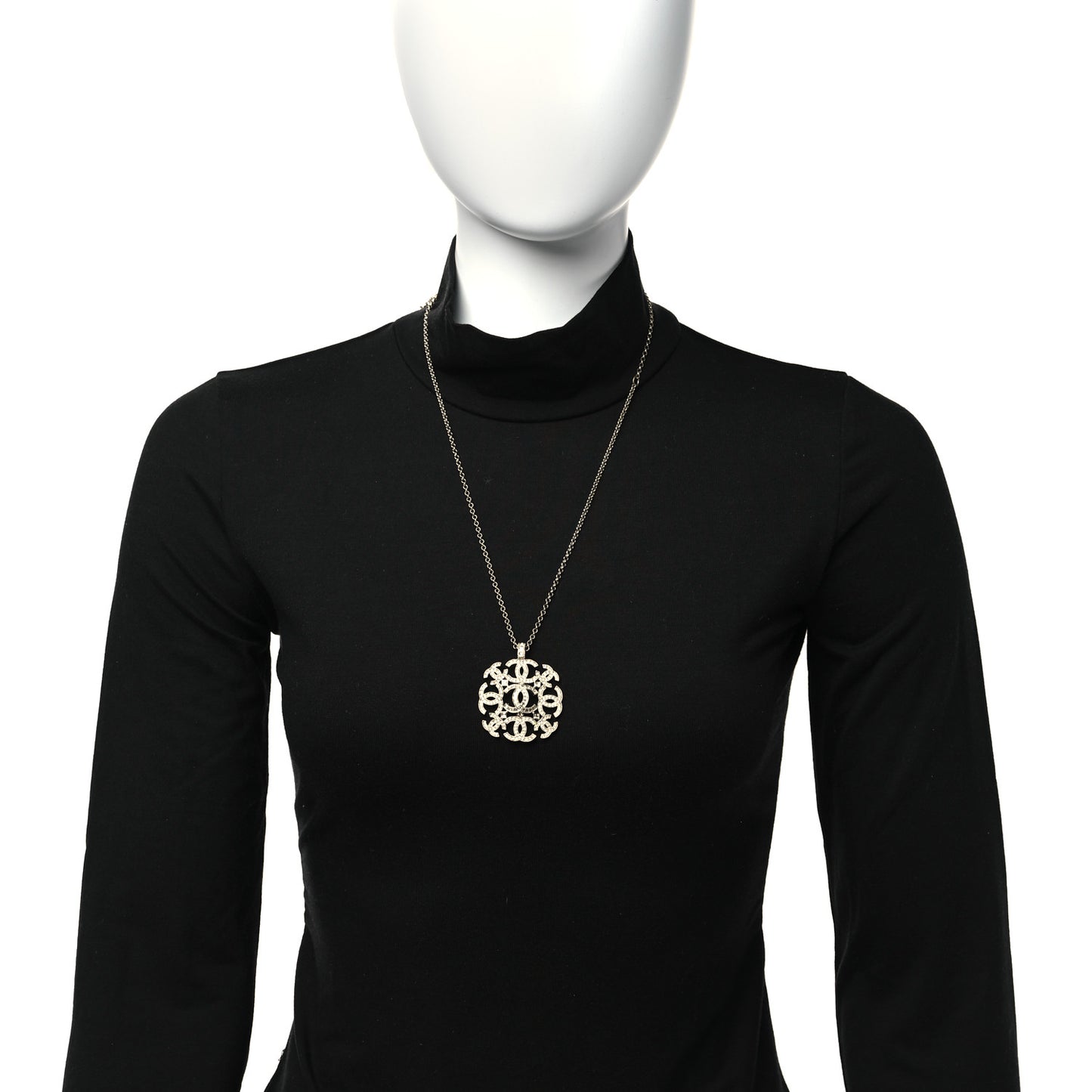 Crystal CC Pendant Necklace Gold