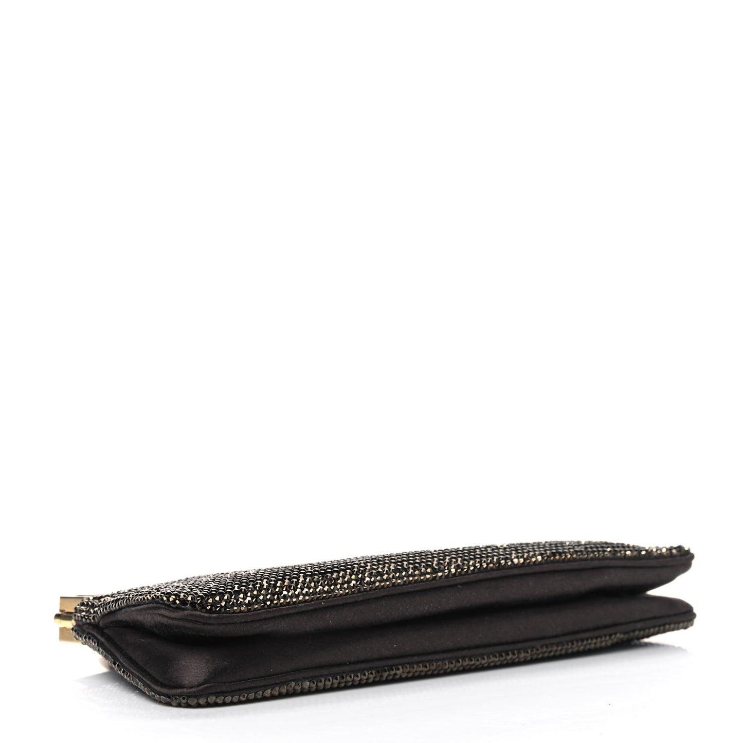 Swarovski Crystal Minaudiere Top Handle Clutch Brown Gold