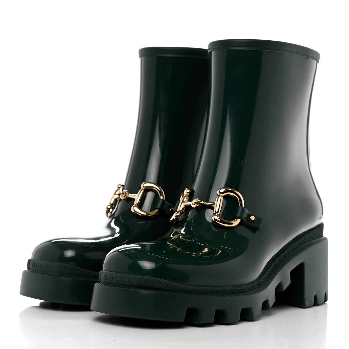 Rubber Womens Horsebit Ankle Boots 37 Vintage Green