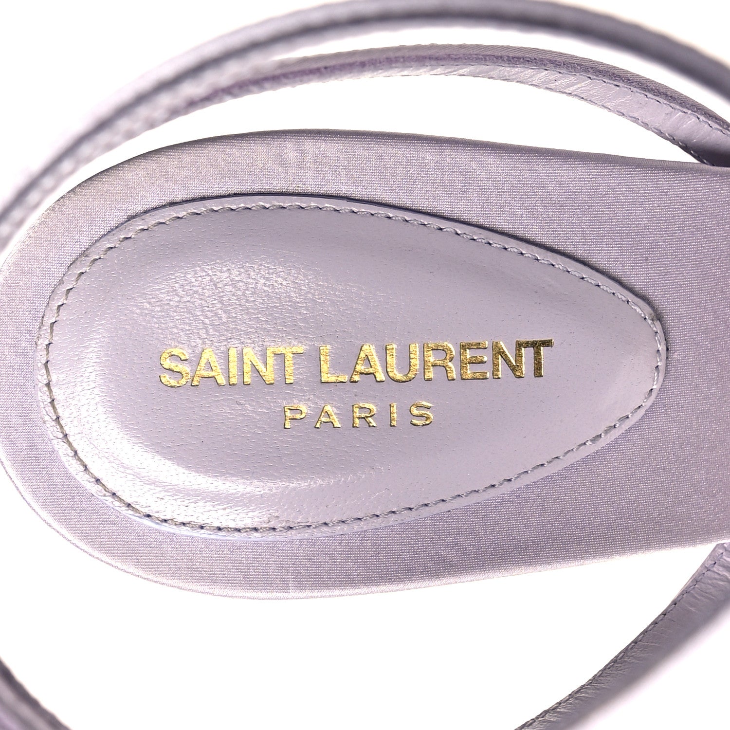 Saint Laurent Crepe Satin Crystal Gippy 110 Sandals 39 Poly Grey 7 of 7