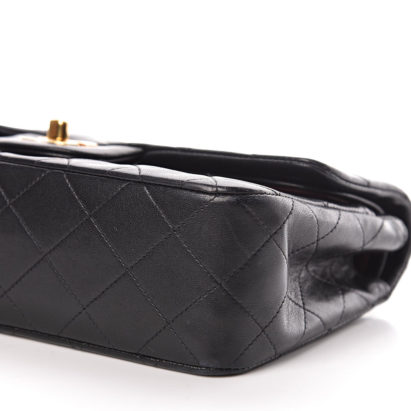 Lambskin Quilted Small Double Flap Black
