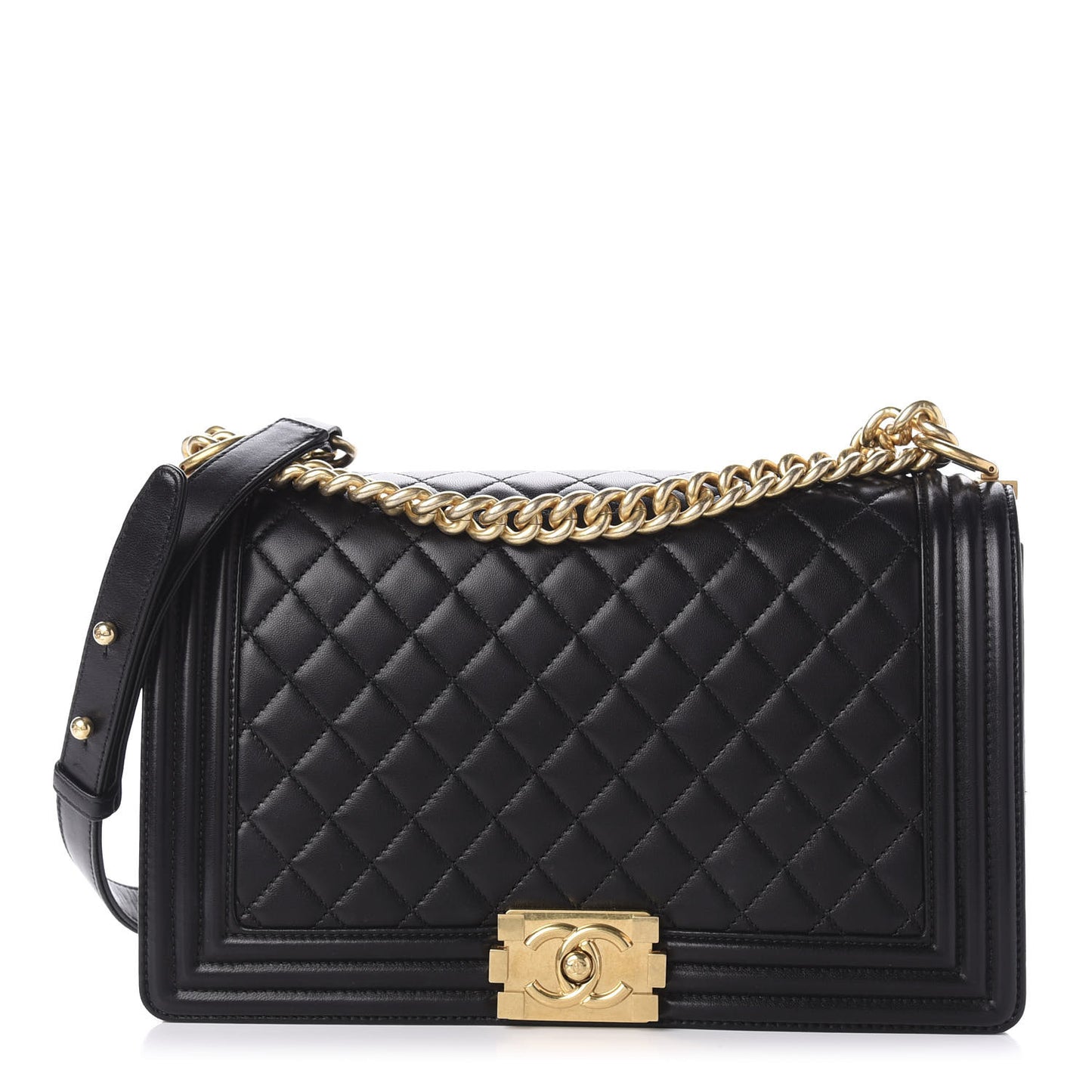 Lambskin Quilted New Medium Boy Flap Black
