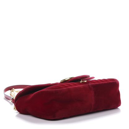 Gucci Velvet Matelasse Small GG Marmont Shoulder Bag Fuchsia Violet Cyclamen 4 of 18