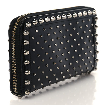 Prada Spazzolato Studded Zip Around Wallet Black 3 of 7
