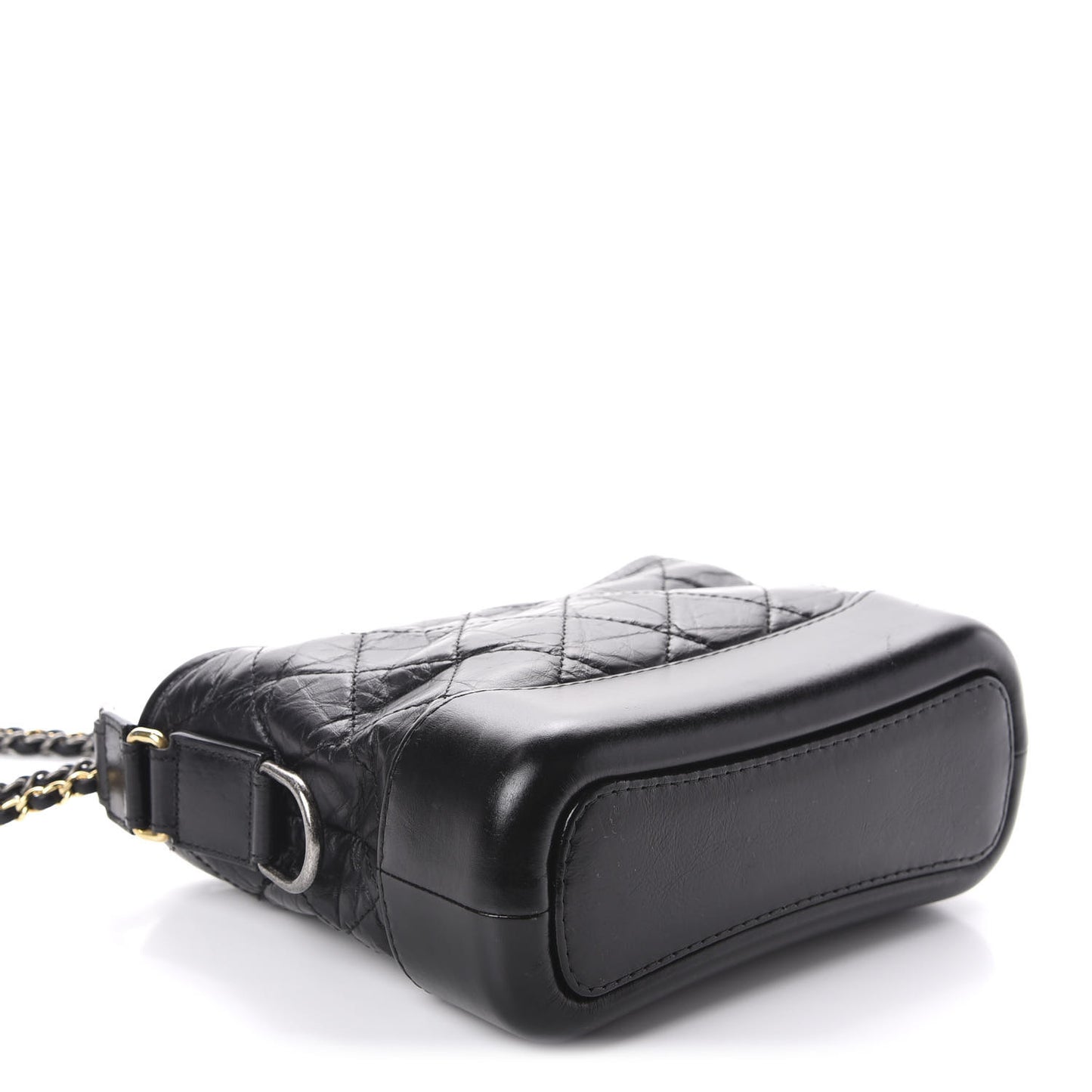 Aged Calfskin Quilted Small Gabrielle Hobo Black