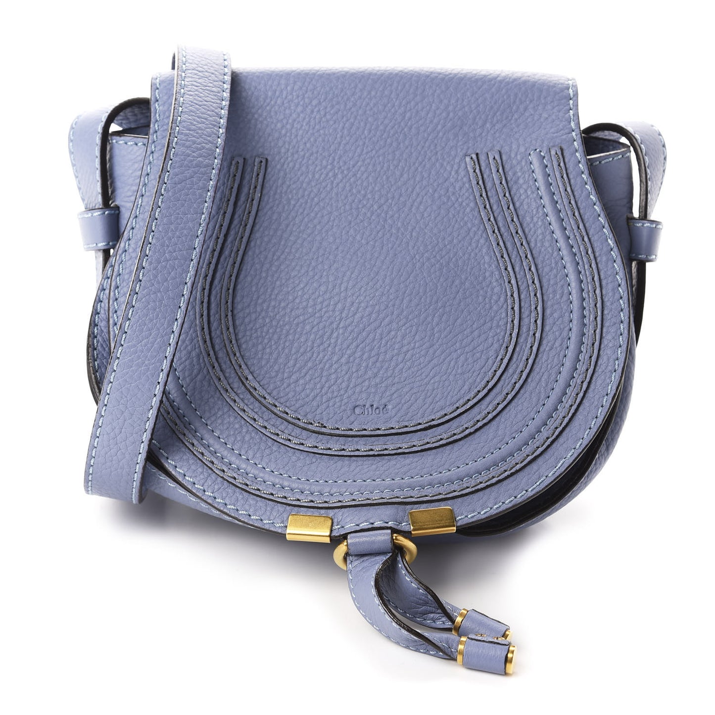 Calfskin Mini Marcie Round Crossbody Bag Street Blue