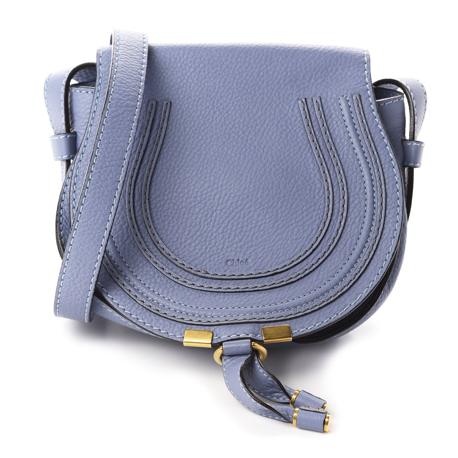 Chloe Calfskin Mini Marcie Round Crossbody Bag Street Blue 1 of 10