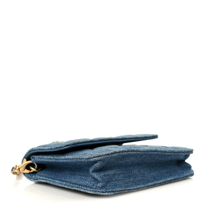 Chanel Denim Quilted CC Pearl Crush Clutch With Chain Blue 4 of 11
